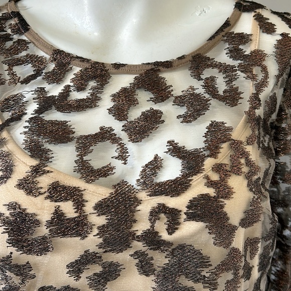Anthropologie Eva Franco Sheer Leopard Top Animal Print Puff Sleeve Sz M NEW - Picture 6 of 16